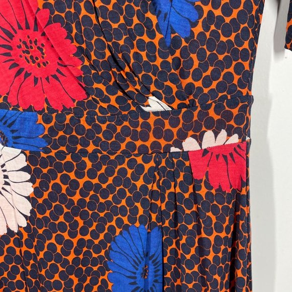 Boden Annie Floral Polka Dots Boat Neck 3/4 Short Knee Length Sheath Dress 4 - Picture 7 of 10